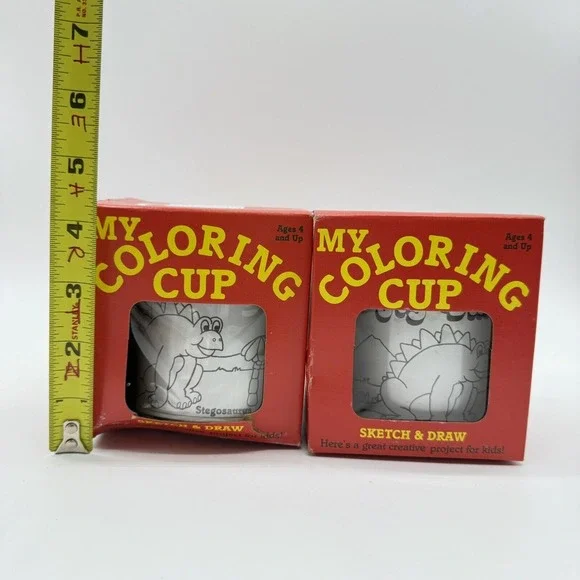 Vida Productions My Coloring Cup Dinosaur Made in USA Lot Of 2 Vintage New - Picture 6 of 6